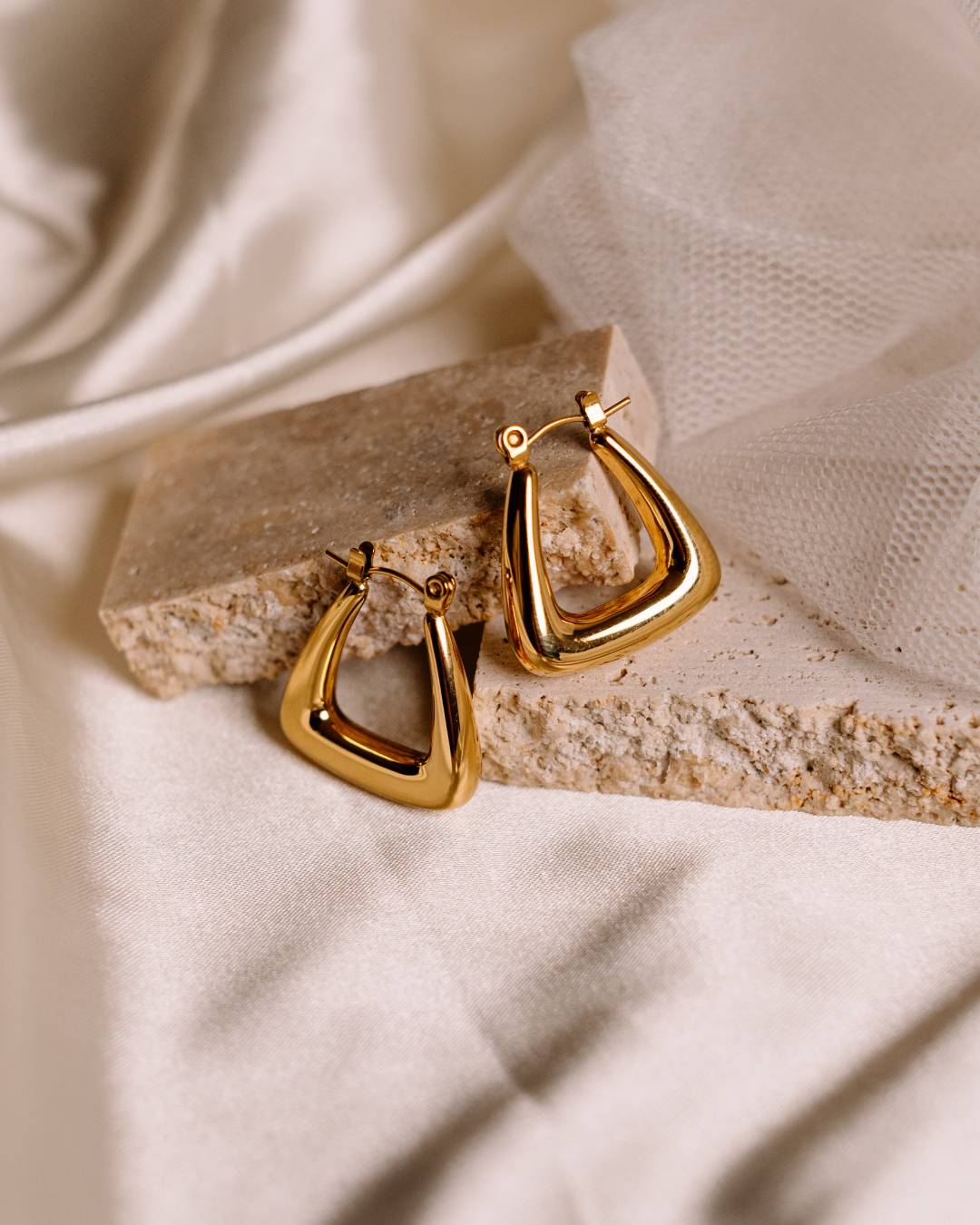 Gold plated waterproof hoop earring