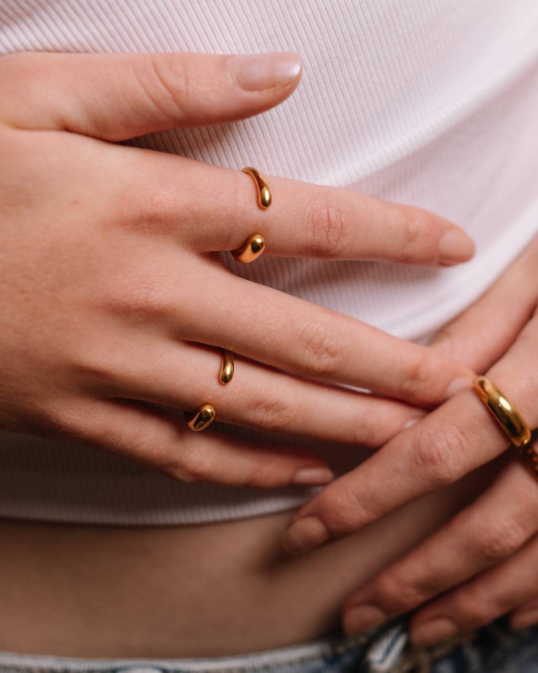Gold plated waterproof adjustable ring