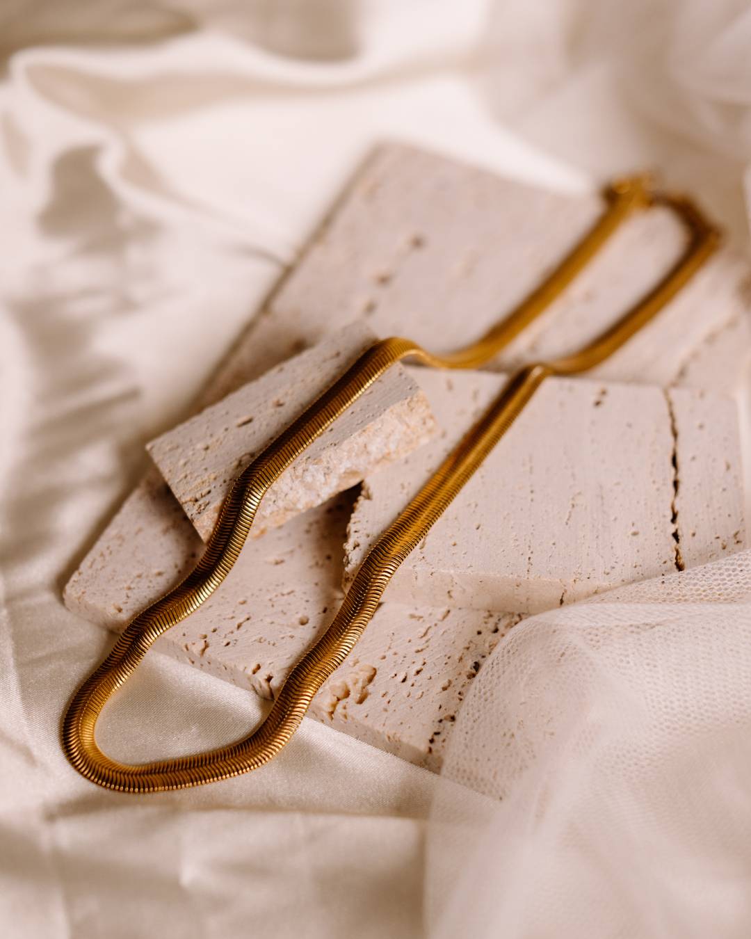 Waterproof gold plated herringbone chain necklace