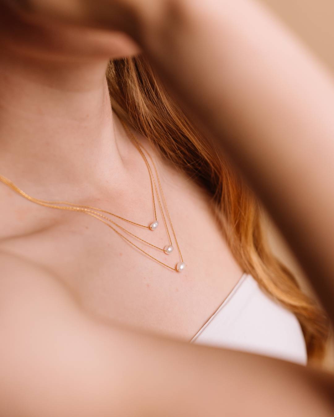 Freshwater pearl gold plated dainty necklace