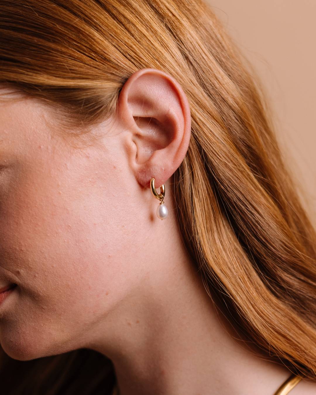 Freshwater pearl gold vermeil hoop wedding earring
