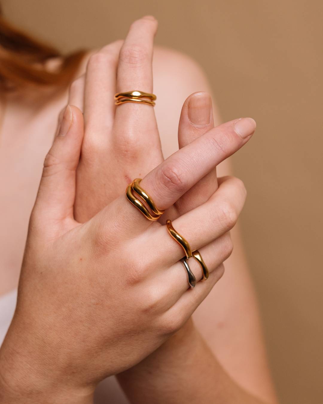 Gold and silver stacking rings