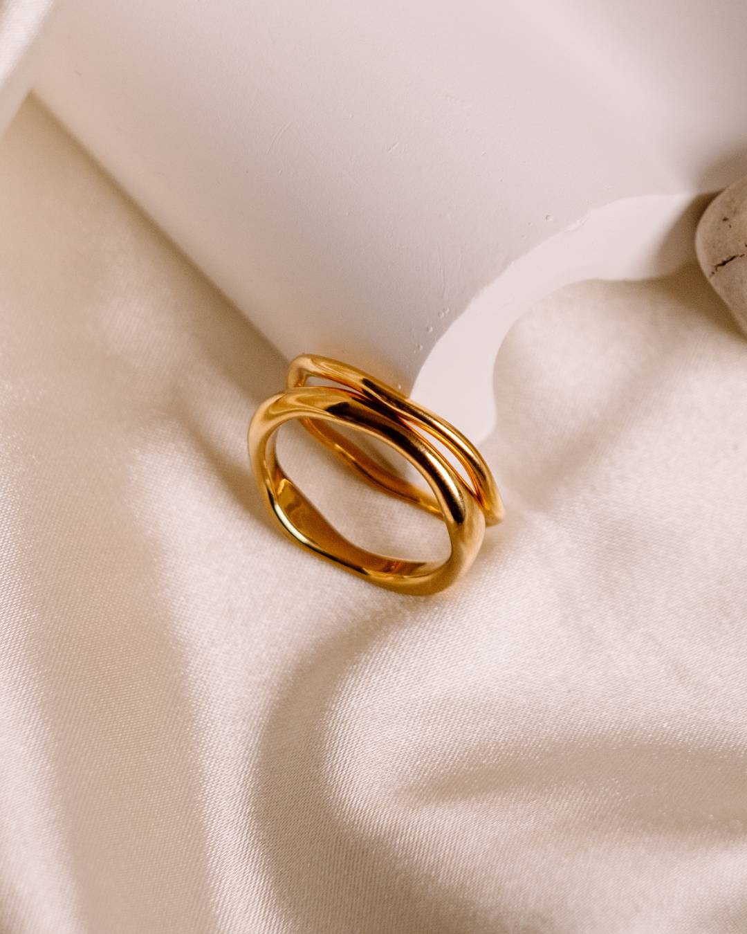 Gold plated waterproof stacking ring set