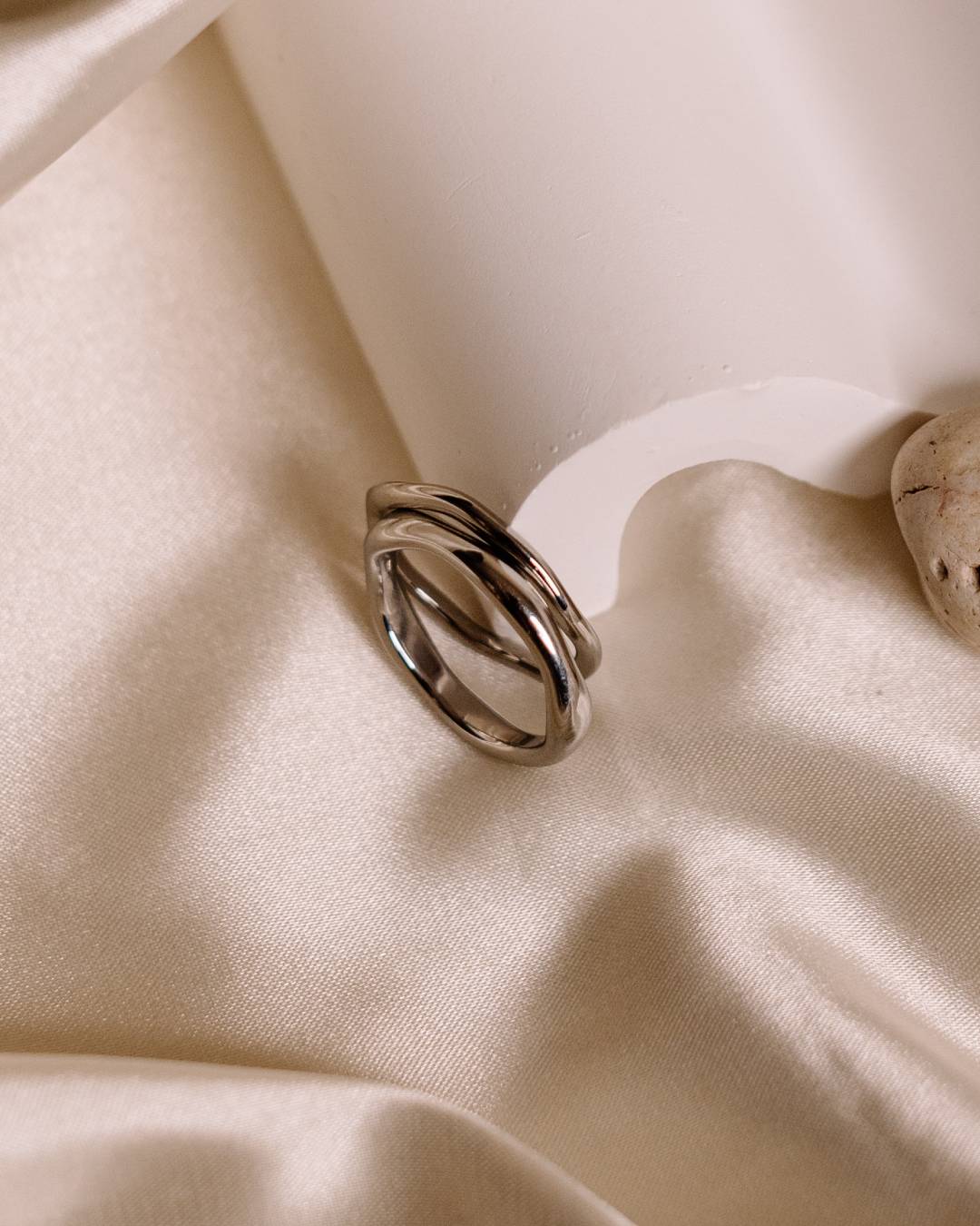 Stainless steel silver waterproof stacking ring set