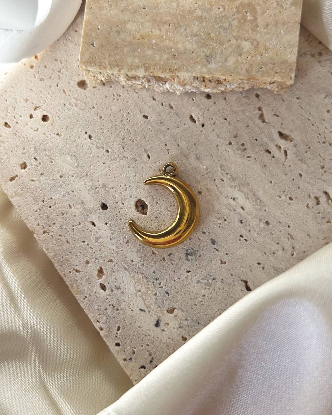 Gold plated moon jewellery charm for necklace or earring