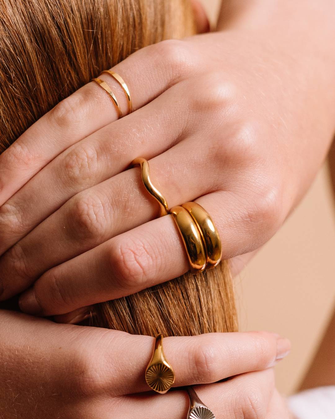Waterproof gold plated rings