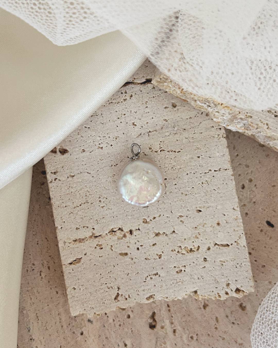 Freshwater coin pearl jewellery charm for necklace or earring