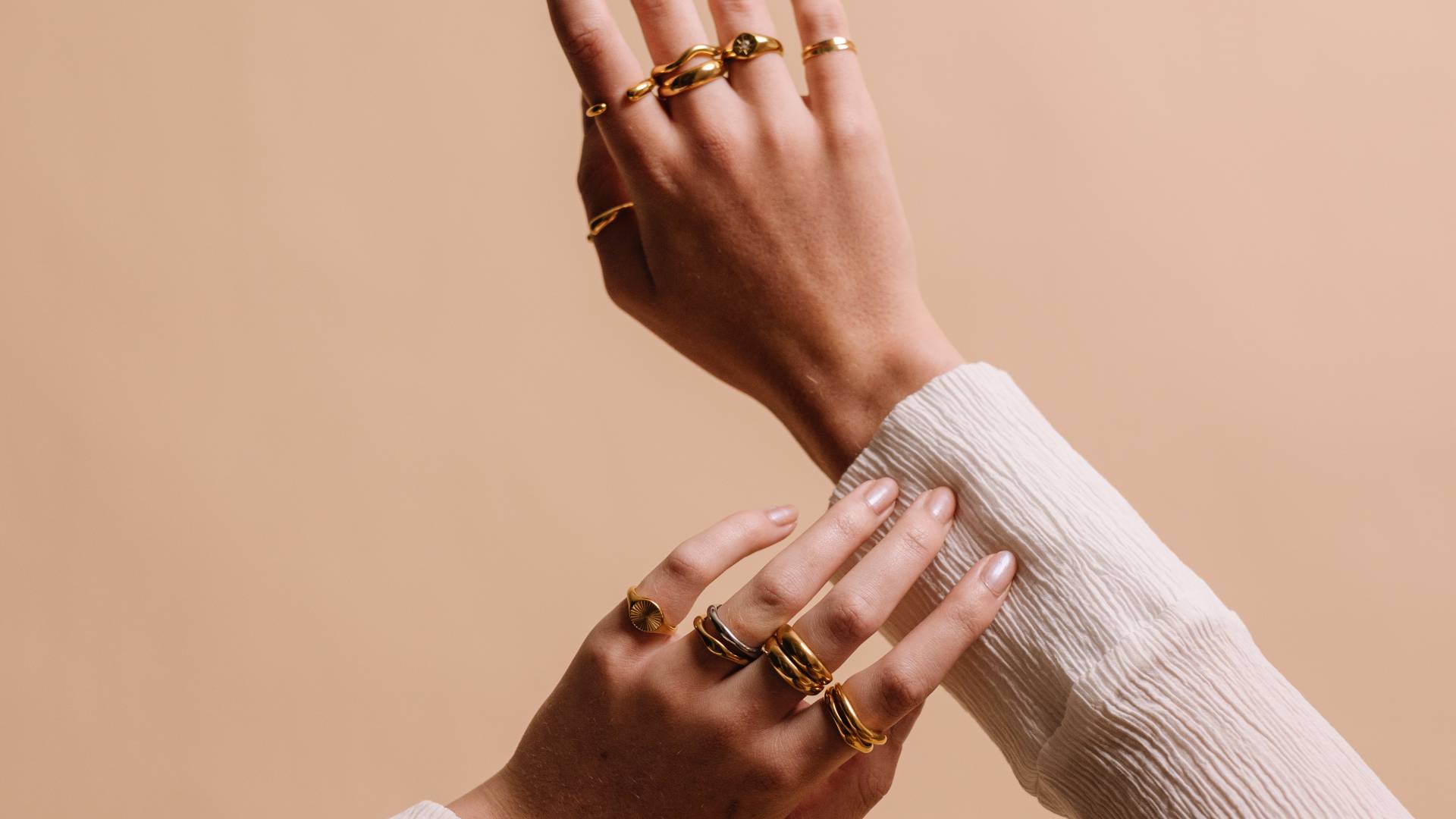 Gold plated and stainless steel silver waterproof rings