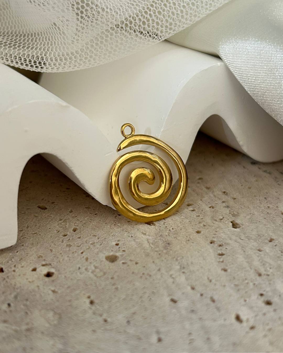 Gold plated swirl jewellery charm for necklace or earring